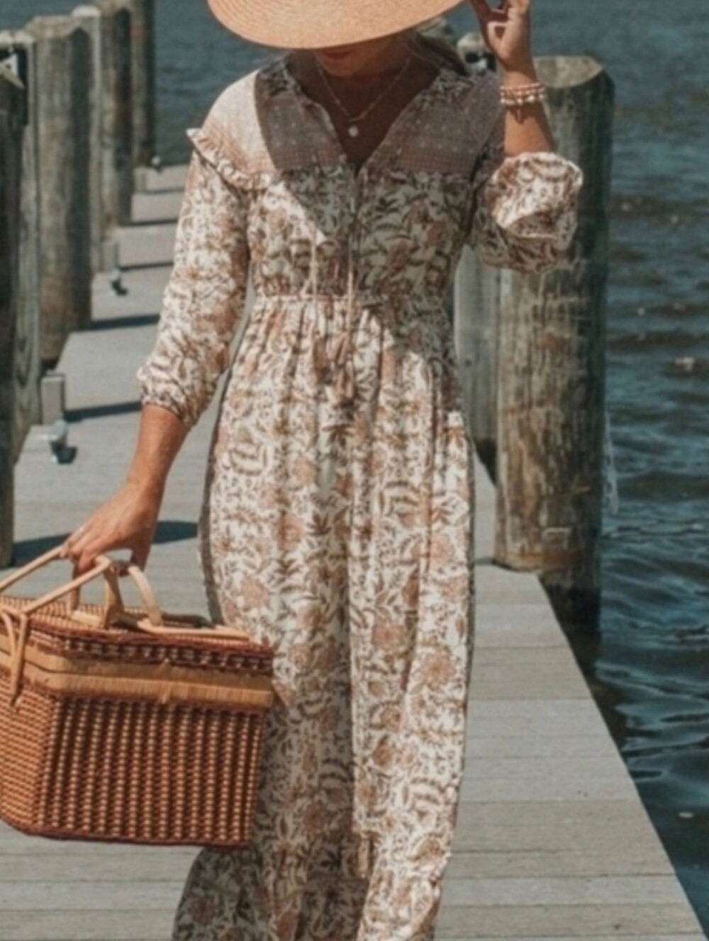 EUC Lovestitch Reverie Floral Bohemian Maxi Dress in Blush Pink